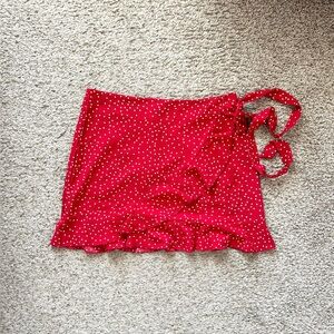 Red ruffle polkadot skirt